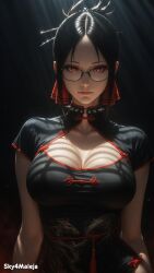 ai_generated breasts china_dress chinese_clothes female kaguya-sama_wa_kokurasetai_~tensai-tachi_no_renai_zunousen~ large_breasts looking_at_viewer red_eyes seductive seductive_look shinomiya_kaguya short_hair sky4maleja solo