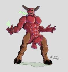 anthro balls bara baron_of_hell_(doom) boner demon doom erection genericboxhead horns male male_only muscles muscular penis solo solo_male