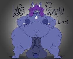1futa anthro areolae ass ass_bigger_than_head balls bbw big_areola big_ass big_balls big_breasts big_butt big_penis blue_areola blue_nipples blue_tongue bottom_heavy breasts canine character_sheet chubby chubby_futanari curvaceous curvy curvy_figure erect_nipples erection front_view furry futa_only futanari game_freak gayplantsex grey_background hair_over_eyes hands_on_hips huge_ass huge_balls huge_breasts huge_cock long_hair low_hanging_balls lucario lucy_(gayplantsex) nintendo nude open_mouth penis pokemon purple_hair sharp_teeth solo solo_futa spread_legs stinky thick_thighs tongue tongue_out voluptuous voluptuous_futanari wide_hips