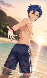 1boy abs ass asterio asterio_verse asterioverse bare_arms bare_breasts bare_legs bare_midriff bare_shoulders bare_thighs boxers_(clothing) boxers_briefs breasts bulge bulge_through_clothing clothing cute_male male nipples pale_skin slim slim_male solo solo_focus spread_legs summer twink undressing yaoi young