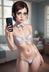 ai_generated bikini choker ellie_(the_last_of_us) ellie_williams female jacket_open see-through_swimsuit selfie teenage_girl teenager the_last_of_us transparent_clothing young