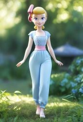 3d ai_generated blonde_hair blue_eyes bo_peep clothed disney looking_at_viewer pixar smile solo standing toy_story toy_story_4