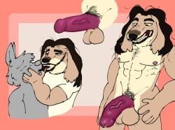 anthro canid canine duo eaking_cum genitals hairy hi_res kissing male male/male mammal nasthane penis pubes youtuber