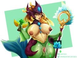 breasts breasts_bigger_than_head breasts_out dark_sclera league_of_legends lightydesu mermaid mermaid_pussy moonlightcore nami_(league_of_legends) nipples riot_games squirt squirting tagme wet_pussy