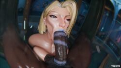 1boy 1girls 3d blonde_hair blowjob blowjob_face dark-skinned_male emma_frost emma_frost_(marvel_rivals) fellatio female interracial lipstick_on_penis male marvel marvel_comics marvel_rivals tagme vekkte x-men