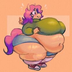 1girls anthro anthro_only bbw big_ass big_breasts blush breasts chubby chubby_female exposed_stomach female fluttershy_(mlp) furry furry_only horse_ears horse_girl horse_tail pink_hair punkitt sneakers tail wings wolfgirl9million