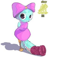 adorable bald big_balls big_cock big_eyes blue_body blue_skin bow_ribbon clothing cute cute_face dandy's_world debuff dress female female_only futa_only futanari giant_penis hands_behind_back horsecock humanoid mac615 nervous nervous_smile pink_dress pink_skirt poppy_(dandy's_world) roblox roblox_game shy skirt small_body smaller_female smile smiling smiling_at_viewer socks soft_cock standing sweating white_background