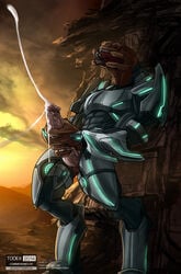 1boy alien armor balls cum erection halo halo_(series) male male_only male_sangheili_(halo) masturbation orgasm penis sangheili solo standing todex