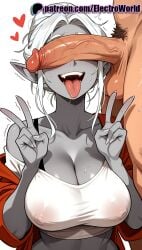1boy 1girls 2025 ai_generated artist_name baldur's_gate baldur's_gate_3 balls breasts bust chest cleavage cock covered_nipples dick double_v electroworld erection female heart hi_res high_quality high_resolution highres large_penis male male_pubic_hair minthara patreon patreon_username penis penis_awe penis_on_face precum pubic_hair solo_focus stable_diffusion straight testicles tongue tongue_out trembling twitching_penis uncensored v veins veiny_penis watermark white_gloves