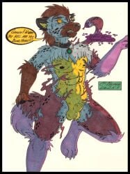 2025 abs alien animal_genitalia animal_humanoid anthro artist_name athletic athletic_anthro athletic_male balls black_border blood blood_from_mouth blood_in_mouth blue_eyes bodily_fluids border brown_body brown_fur clenched_teeth collar colored cougar_leon duo english_text feet feral fur fur_markings fur_tuft genitals grey_body grey_fur hair hi_res humanoid hyena javier_hernandez male male/male mammal manic_klyntar marker_(artwork) markings marvel multicolored_body multicolored_fur nipples nude paws penis reptile scalie serpentine sheath signature simple_background snake spots spotted_body spotted_fur spotted_hyena symbiote tail teeth text toned_body toned_male toned_stomach traditional_media_(artwork) tuft werecreature werehyena white_background yellow_body yellow_fur yellow_sclera