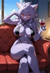 ai_generated big_breasts cup_of_wine furry furry_female gengar micro_bikini pokemon pokemon_(species) pokephilia razhdeluxe