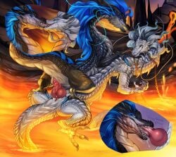 animal_genitalia black_body black_claws black_horn black_scales blue_body blue_claws blue_fur claws dragon duo eastern_dragon female feral fur genital_slit genitals hi_res horn hybrid knot male male/female mythological_creature mythological_scalie mythology oral oral_penetration penetration penis pink_knot pink_penis scales scalie vaginal_penetration vaginal_penetration ventral_scales white_body white_scales zortie