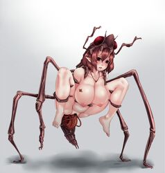 alien belly_riding bob_cut breasts bug censored elf female insect insects large_breasts mind_control monster nipples pussy restrained tagme undercarriage vaginal_insertion yakou_(4507770) zoophilia
