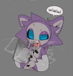 4_fingers ambiguous_gender anthro armwear black_claws black_sclera blue_eyes bodily_fluids claws clothing container countershade_torso countershading cum cum_in_a_cup cum_in_container cum_in_mouth cum_inside cum_on_face cum_on_tongue cup dialogue domestic_cat drinking drinking_cum elbow_gloves english_text eyeshadow felid feline felis fingerless_(marking) fingerless_gloves fingers fur genital_fluids gloves grey_background handwear holding_container holding_cup holding_object licking licking_lips makeup male_(lore) mammal navel presto_(artist) presto_(character) purple_body purple_eyeshadow purple_fur simple_background solo speech_bubble text tongue tongue_out whiskers white_armwear white_clothing white_elbow_gloves white_face white_fingers white_gloves white_handwear white_inner_ear x_navel