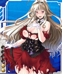 blue_eyes lileena lilith-soft mole mole_under_eye official_art taimanin_(series) taimanin_asagi taimanin_asagi_battle_arena taimanin_asagi_battle_arena_all_card_gallery torn_clothes white_hair