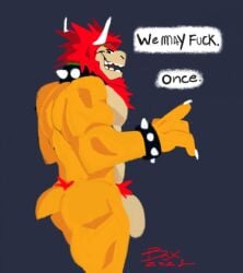 anthro balls bara bowser facial_hair flaccid genericboxhead male male_only mario_(series) muscles muscular nintendo nude penis scalie solo solo_male