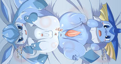 ... 2014 anus ass balls blush canine cum cum_on_penis eeveelution erection foreskin furry furry_only gay genital_slit glaceon happy heart hi_res itameshi japanese japanese_text long_ears looking_at_viewer lying male male_only male_vaporeon mammal navel nintendo on_back orgasm pawpads paws penis pokémon_(species) pokemon pokemon_(species) sharp_teeth smile spread_legs spreading teeth text tongue uncircumcised uncut vaporeon video_games