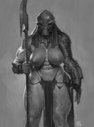 alien alien_girl athletic athletic_female big_breasts breasts female_yautja justsomenoob masked_female muscular_female predator_(franchise) yautja