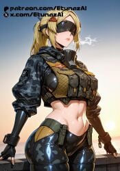 ai_generated blonde_hair etunazai female military_uniform ponytail trigger_(zenless_zone_zero) zenless_zone_zero