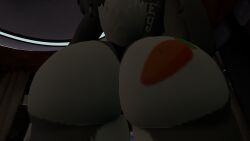 anthro big_breasts blue_eyes breasts butt_focus ear_piercing female furry furry_female heart_tattoo nipple_piercing nose_ring panties_only rabbit_girl snakebite_piercing solo_female spread_legs vrchat vrchat_avatar vrchat_model