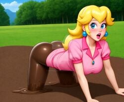ai_generated ass bottomless breasts female female_only mario_(series) mud nai_diffusion nintendo princess_peach solo stable_diffusion tagme