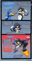 black_body black_hair bullet bullet_bill cat_bullet_bill cat_ears cat_tail catgirl chabble comic crown dialogue earrings face_to_face faking_experience fire glasses kamek mario_(series) post_transformation princess_rosalina red_eyes super_mario_bros. threatening transformation