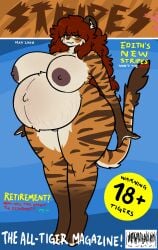 aliasing anthro belly belly_blush big_belly big_breasts bikini biped blush body_blush breasts clothed clothing cover curvy_figure digital_drawing_(artwork) digital_media_(artwork) edith_(mexifurfoof) english_text erect_nipples felid female fur hair hi_res huge_breasts looking_at_viewer magazine_cover mammal mexifurfoof nipples nude pantherine pregnant pregnant_anthro pregnant_female red_hair simple_background smile solo stretch_marks stripes swimwear tail text thick_thighs tiger two-piece_swimsuit voluptuous wide_hips