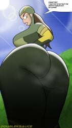 accidental_growth clothed dialogue doubleksauce giantess giantess_growth huge_ass huge_breasts invincible_(tv_series) looking_down musk musk_clouds prank shrinking_rae superheroine tagme
