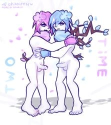 blue_eyes blue_hair clean_foot cum cuntboy dick erection feet femboy forsaken_(roblox) gay gay_male gay_sex ghiadiz intersex overstimulated overstimulation penis pink_eyes pink_hair two_time_(forsaken)