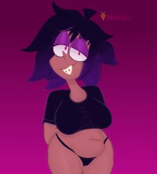blue_hair brackets brown_hair brunette_only mrkat mrkattuz_(artist) nipple_bulge nipple_fetish nipple_slip nipples nipples_visible_through_clothing pink_eyes purple_hair shirt tanga