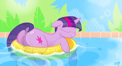 1girls 2014 anus ass braddo closed_eyes cutie_mark day equine female female_only feral floaty friendship_is_magic fur horn inner_tube multicolored_hair my_little_pony nude pool pussy raised_tail relaxing sleeping smile solo_focus twilight_sparkle_(mlp) uncensored unicorn vulva water wet