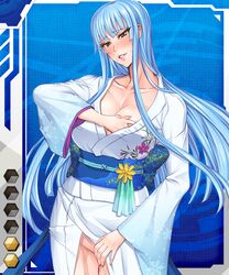 blue_hair blush breasts fei_(maidoll) female kimono large_breasts lilith-soft long_hair official_art solo tagme taimanin_(series) taimanin_asagi taimanin_asagi_battle_arena taimanin_asagi_battle_arena_all_card_gallery yukino_shirameno_mikoto yukinoshiramenomikoto