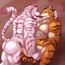 abs anal anal_sex anthro ass biceps big_muscles chocolate couple duo eating erection eye_contact feline fur furry furry_only gay istani jick lying male male/male male_only mammal missionary_position muscles nude on_back penetration penis sarn sex spread_legs spreading tiger white_tiger yaoi