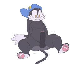 big_penis black_balls chubby feline hat klonoa klonoa_(series) long_tail male male_only mammal nokemop paws penis shocked uncut video_games