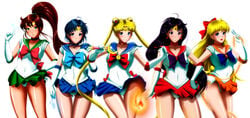 5girls ami_mizuno bishoujo_senshi_sailor_moon bow chain clothing female female_only fire grimbyslayer lightning makoto_kino minako_aino multiple_girls panties rei_hino sailor_jupiter sailor_mars sailor_mercury sailor_moon sailor_venus scepter skirt small_breasts upskirt usagi_tsukino water weapon