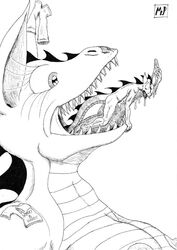 anthro breasts clothing dragon drooling english_text fangs female giantess hetero imminent_oral_vore imminent_vore macro macro_female male male/female micro micro_in_mouth micro_male micro_on_macro micro_on_tongue mr_person nipples oral_vore pants saliva sharp_teeth shirt size_difference sketch teeth text tongue tongue_out vore