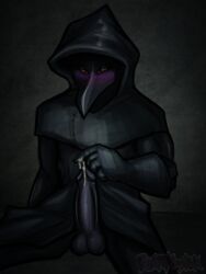 amber_eyes balls blush cum huge_cock male male_only masturbation monster penis plague_doctor rosemary-the-skunk scp scp-049 scp_foundation solo solo_male