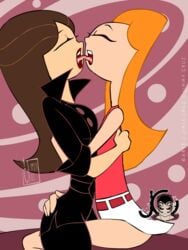 animated candace_flynn disney disney_channel emma_erotic female female_only fully_clothed human kissing multiple_females phineas_and_ferb vanessa_doofenshmirtz yuri