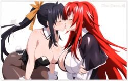 2girls ai_generated akeno_himejima flirting girl_on_girl girlfriend girlfriends high_school_dxd kissing lesbian_couple lesbian_domination lesbian_kiss lesbian_sex lovers rias_gremory wife_and_wife yuri yuri