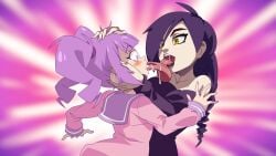 2girls blue_eyes female patreon purple_hair zone zone-tan