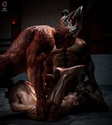 3boys ass big_penis dick fuck_and_suck general_shao goro johnny_cage men_of_atlus monster_boy mortal_kombat mortal_kombat_1_(2023) penis shao_kahn sucking_penis
