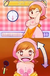 apron big_breasts breasts cooking_mama headscarf mama_(cooking_mama) mob_face naked_apron nintendo nipples plantpenetrator pussy unseen_male_face wink