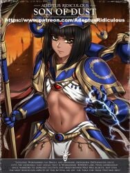 adeptus_ridiculus armor black_hair bulge bulge_through_clothing chaos_(warhammer) egyptian english_text femboy lightning male_only orange_eyes poster sorceress space_marine tagme text thousand_sons warhammer_(franchise) warhammer_40k