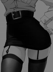 1girls artist_request black_and_white female garter_belt tagme_(artist) thick thick_legs thick_thighs thigh_focus thighhighs thighs