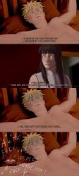 1boy 1girls blonde_hair blonde_hair_male blue_eyes breaking_and_entering dialogue english_text female hyuuga_hinata hyuuga_hinata male naruto naruto_(series) naruto_shippuden on_bed scared_expression scared_male shirtless shirtless_male stalker steklywko swear sweatdrop tied_to_bed topless_male uzumaki_naruto whisker_markings worried worried_expression yellow_hair