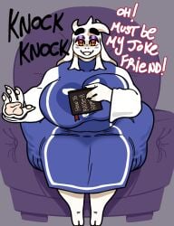 big_ass big_breasts big_butt dio_(megokinho) female female_focus furry games goat huge_ass huge_breasts megokinho milf reading reading_book sitting sitting_on_person toriel undertale undertale_(series)