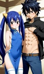 1boy 1girls ai_generated black_hair fairy_tail female gray_fullbuster male petite_female wendy_marvell