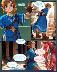 ai_generated femboy licaidev link link_(breath_of_the_wild) link_(tears_of_the_kingdom) male/male male_only prince_sidon sidon sidon_(zelda) the_legend_of_zelda the_legend_of_zelda:_breath_of_the_wild the_legend_of_zelda:_tears_of_the_kingdom zora