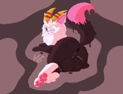 anus balls balls_vore brown_fur cat ice_cream melting neopolitan_ice_cream pink_fur pussy text tongue_out vore white_fur