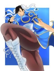 big_ass big_breasts boots capcom chun-li clothing ghost-troupe pantyhose street_fighter thick_thighs thighs